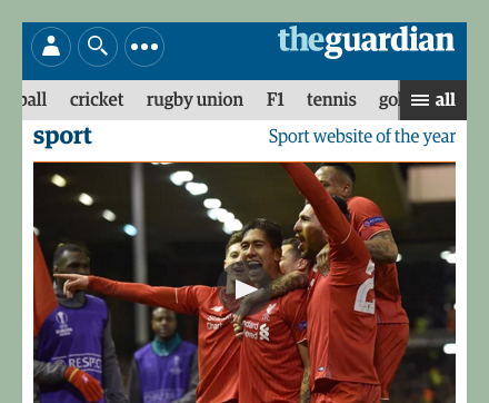 The Guardian scrollable navigation
