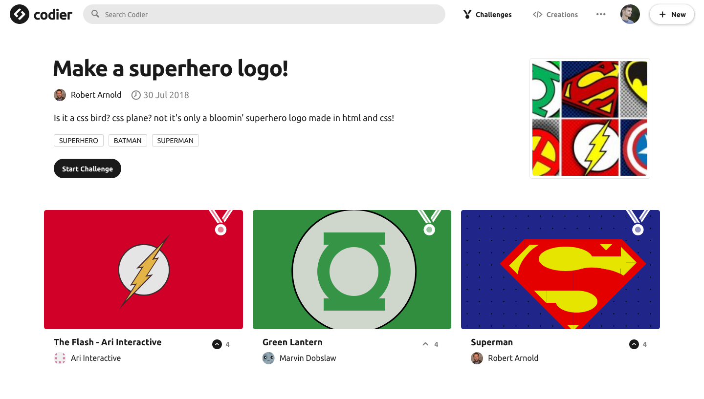 Superhero logo Challenge on Codier